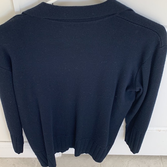 Alain Manoukian Navy Lambs Wool cardigan M/L - Picture 4 of 6